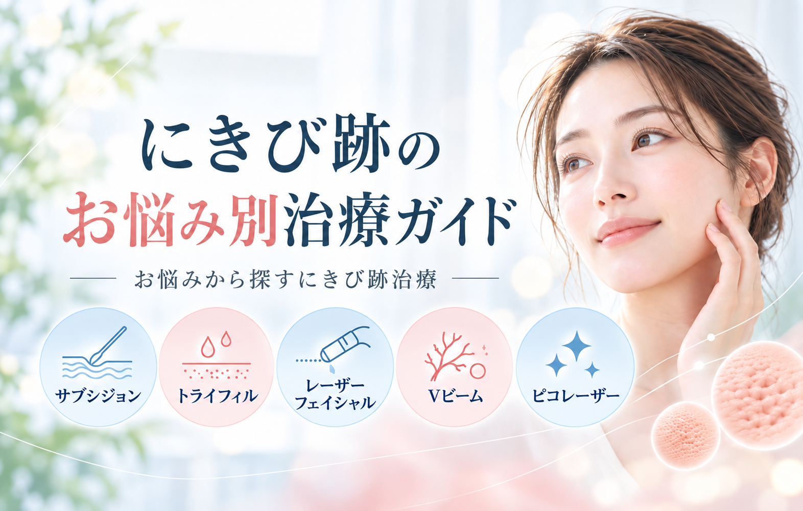 にきび跡のお悩み別治療ガイド｜にきび跡の種類と治療法